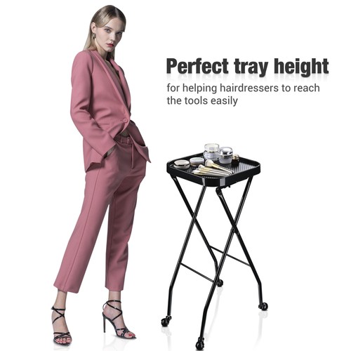 Salon Folding Rolling Tray Station Beauty Trolley Storage Cart For Barber Shop - Picture 3 of 10