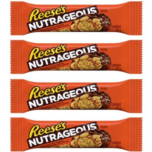 900694 4 x 47g BAR OF REESES REESE'S NUTRAGEOUS MILK CHOCOLATE PEANUT BUTTER - Picture 1 of 2