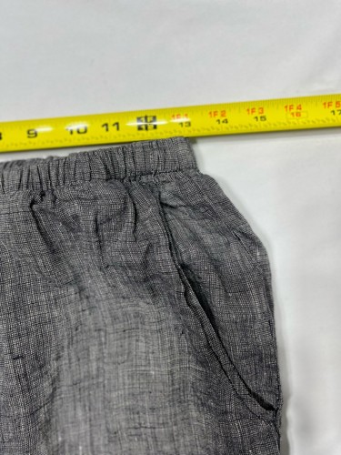 Flax Womens Small High Rise Elastic Waist Linen Straight Leg Pull-On Pants Gray - Picture 3 of 5