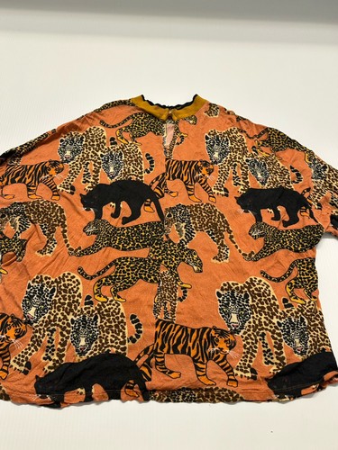 Anthropology Tiger Viskose Top Shirt Größe Large Kurzarm Rollkragen - Bild 6 von 9