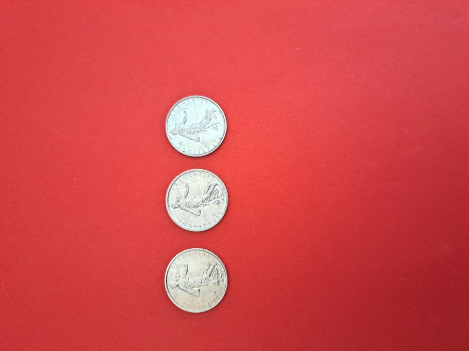 PIECES DE 5 FRANCS EN ARGENT - 1960/1962/1963- SEMEUSE TTB - Photo 2/2
