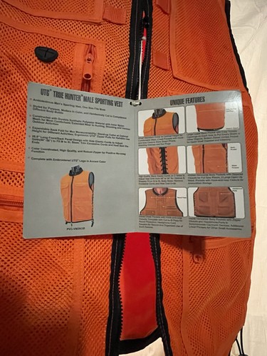 UTG TRUE HUNTER Male Sporting Vest Orange 46-56” Girth Men’s XL Hunting NEW - Picture 5 of 13