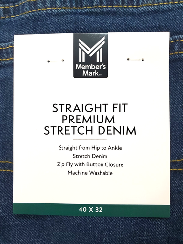 Members Mark Straight Fit Premium Stretch Denim Jeans Mens 40 x 32 Medium Wash - Picture 3 of 4