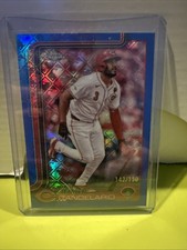 2025 Topps Chrome LogoFractor Jeimer Candelario Blue Refractor #142/150 Reds