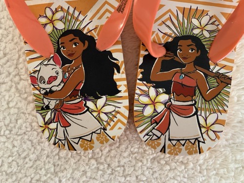 Disney Moana Mädchen Größe 11-12 Flip-Flops Sandalen orange Hibiskus & Pua Figur - Bild 2 von 7
