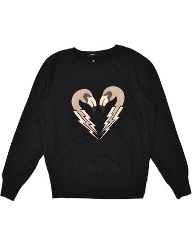 Diesel Damen Grafik Sweatshirt Pullover UK 10 Small schwarz Baumwolle AQ07 Diesel Damen Grafik Sweatshirt Pullover UK 10 Small schwarz Baumwolle AQ07