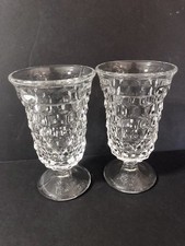 Vintage Fostoria American Clear Footed Juice Glasses 4.75" Set of 2 Cubist