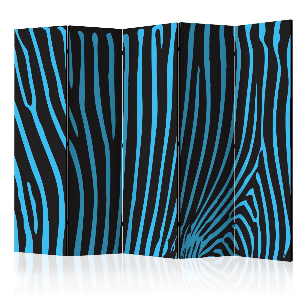 Paravent 5 volets pour salon moderne grand modèle turquoise imprimé zèbre