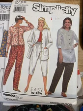 Simplicity 9759 pattern: Misses EASY tops and bottoms, PT-XL, UNCUT