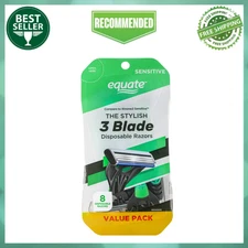 Equate Men's 3 Blade Disposable Razors, Sensitive (8 Count)