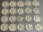 20 Silver Mercury Winged Liberty Dimes ~ 1920 to 1945 Philadelphia Mint