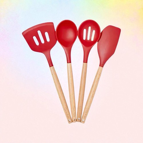 Juego de utensilios de silicona SUR LA TABLE 4 piezas en rojo nuevo en caja valor de venta $40 - Imagen 4 de 14