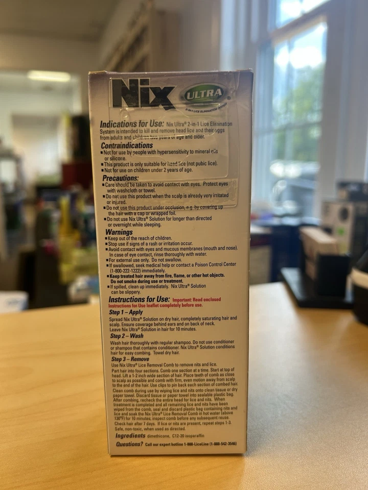 Набор для удаления вшей Nix Ultra 2 в 1 УБИВАЕТ СУПЕР ВШЕЙ И ЯЙЦА. 3,4 унц. EXP: 10/25 - Изображение 2 из 4