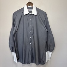 Turnbull  Asser Dress Shirt Sz 16.5-42 Gray White Contrast French Cuff