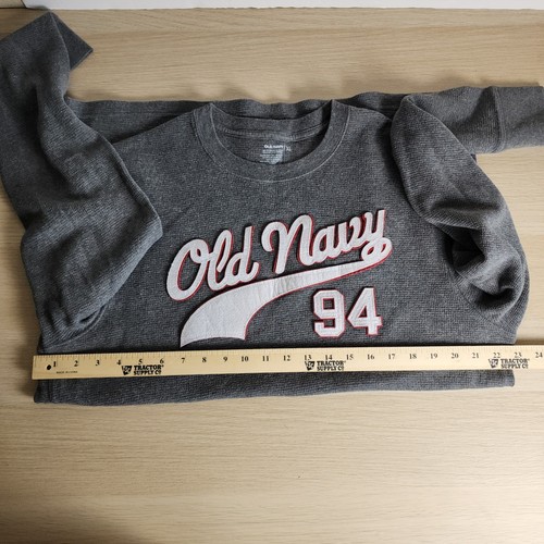 Y2K Old Navy Mens Gray Thermal Waffle Knit Long Sleeve Graphic T Shirt XL - Picture 8 of 13