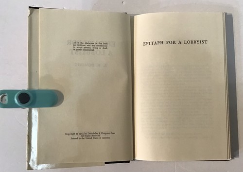 Epitaph For A Lobbyist - R B Dominic - 1974 HC DJ Acceptable - Bild 6 von 7