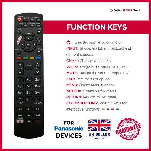 Replacement Remote Control For TX-49GX550B TX-49GX551B TX-49GX555B TV - Picture 3 of 11