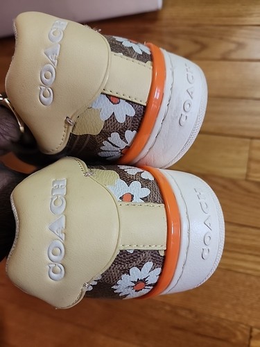 Coach Lowline Coated Canvas Low Top Brown Floral Multicolored Sneaker Sz 9 EUC - Picture 4 of 7