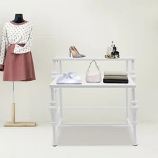 Modern Standing Display Rack, Retail Clothing Shop Display Tables White 2Pcs