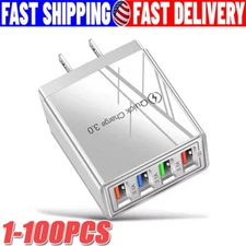 US 4 Port Fast Quick Charge QC 3.0 USB Hub Wall Home Charger Power Adapter Lot