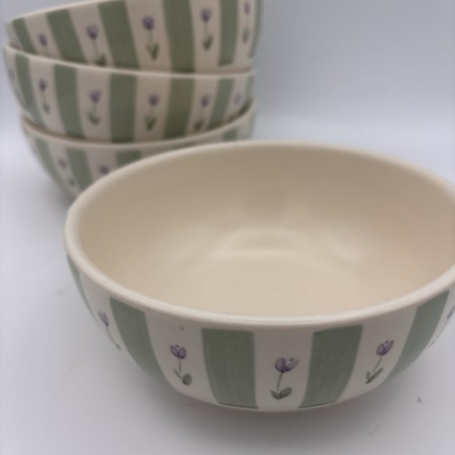 Pfaltzgraff Naturewood Cereal Bowls Purple Tulips 4 Piece Lot RARE - Picture 3 of 7