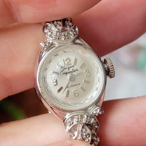 Vintage Jacques Carpentier Silver 21 Jewels Womans Dainty Classic Stretch Watch - Picture 10 of 14