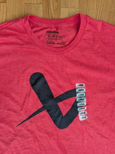 Bauer Hockey Core T-Shirt Large Red Short Sleeve Crew Neck NEW WITH TAGS - Picture 4 of 8