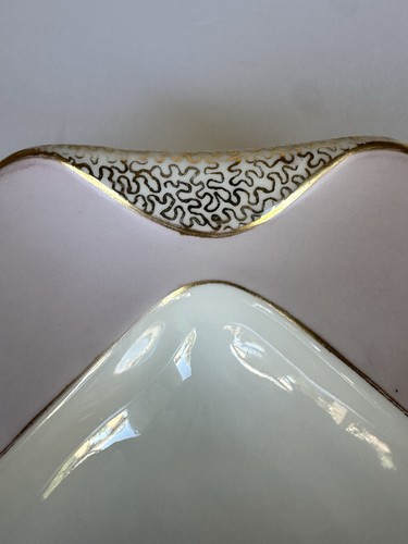 Antique Haviland Limoges France Shell Coral Pink & Gold Square Serving Dish 9” - Picture 6 of 14