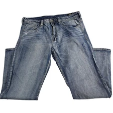 Game-X Mens Bootcut Jeans W38 L32 Light Wash Denim Blue Distressed Casual