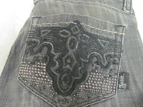 ANTIK DENIM SKINNY WPB21602 Gray Black Embellished 24 Ankle - Picture 2 of 11