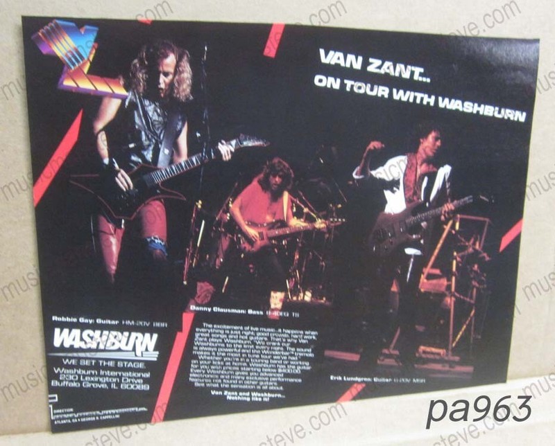 1985 WASHBURN GUITAR PRINT AD - Van Zant-Robbie Gay, Danny Clausman, Erik Lundgr