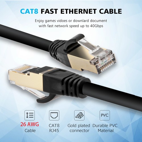 6~66ft CAT8 Ethernet Cable Internet Network Cord High Speed S//FTP LAN Cable LOT