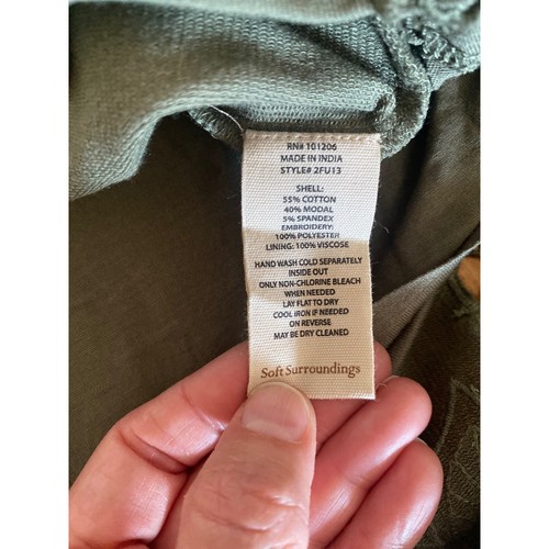 Soft Surroundings Dionne Embroidered Hoodie Tunic Olive Green Size M EUC - Picture 16 of 16