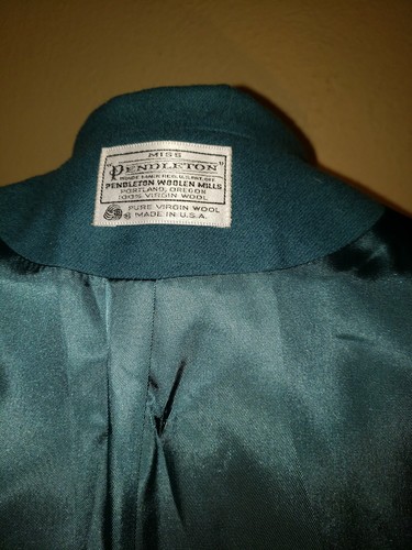 Blazer vintage donna Pendleton verde acqua taglia 8 giacca lana USA foderato bottoni - Foto 6 di 7