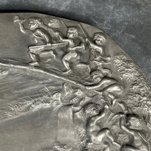 Émile Duchez – Bas-relief en étain Art Nouveau vers 1900 – Scène de chasse - Foto 9 di 11