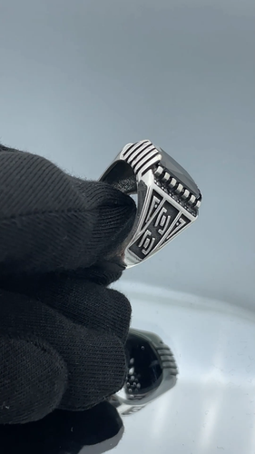 Men Natural Black Onyx Ring 925 Sterling Silver Ring Turkish Handmade Ring Cool - Video 1 of 1