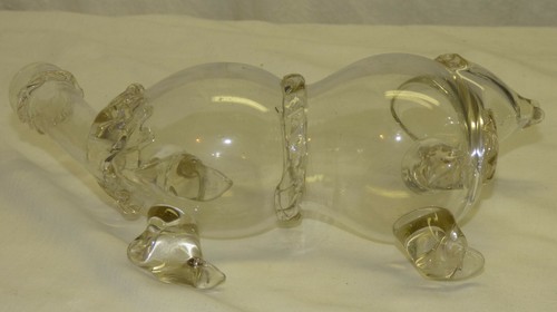 Antique 19th C Applied Blown Glass Dog Whimsy Bottle Gin Pig German Schnapshund - Picture 6 of 12