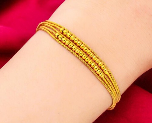 4 Faden Perle 24K Thai Baht Gelb GP Armband Schmuck 6,5 Zoll - Bild 5 von 7