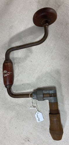 Vintage Fulton 10" Ratcheting Hand Auger Drill Brace Tool! USA (A)