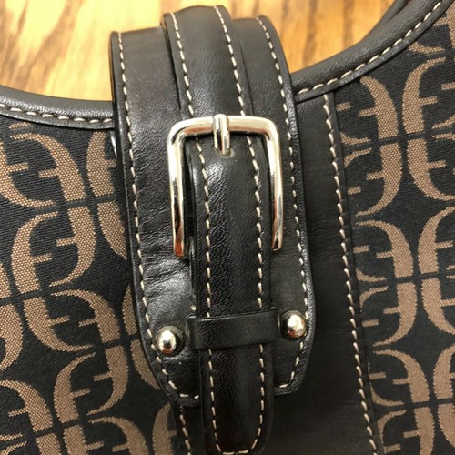 Fossil Womens Shoulder Bag Purse Signature Monogram Brown Black Canvas - Picture 3 of 6