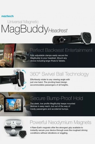 Naztech MagBuddy Hands-Free Mobile Device Headrest Mount - Black - Picture 6 of 6
