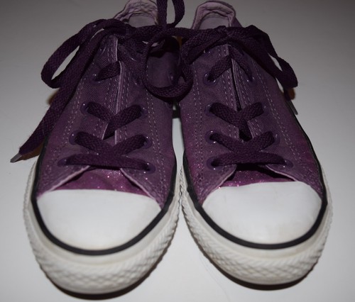 EUC CONVERSE PURPLE SPARKLE TENNIS SHOES SNEAKERS SIZE YOUTH GIRL 1.5 