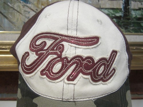 FORD Baseball Hat Cap w/Bling Camo Maroon White Adjustable Infinity OSFM - Picture 2 of 10