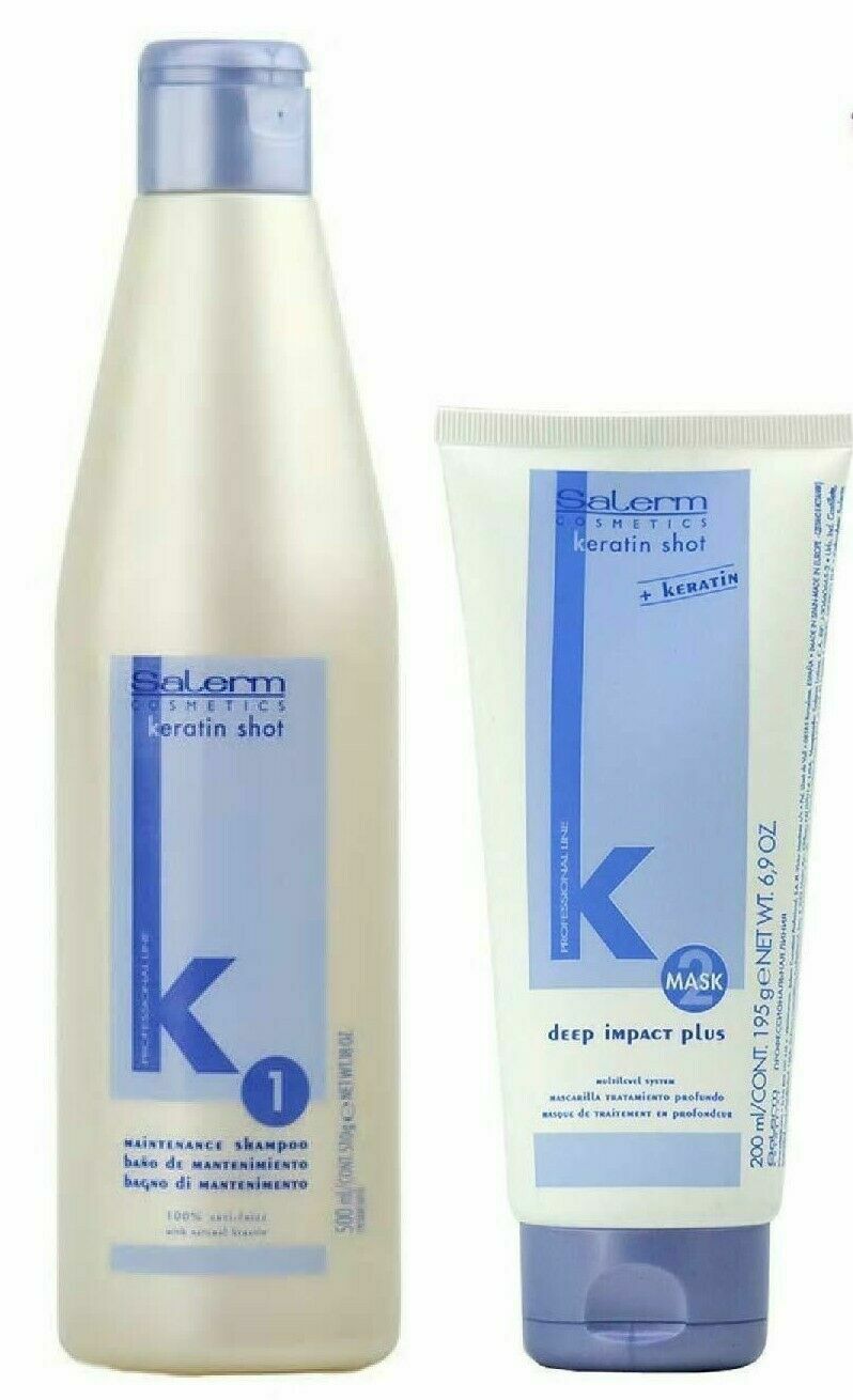 Шампунь Salerm Keratin Shot Shampoo 500 мл и маска-кондиционер глубокого действия 200 мл DUO