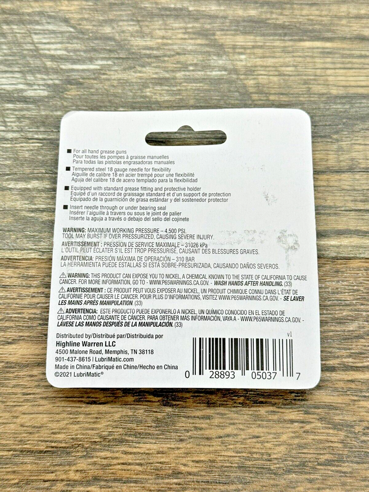 LubriMatic Grease Injector Needle for Hand Grease Gun Ball Joints, Tie