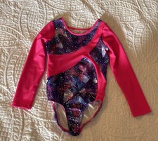Danskin Long Sleeve Star Theme Leotard Racerback Gymnastics Tumbling Girls 6/6X