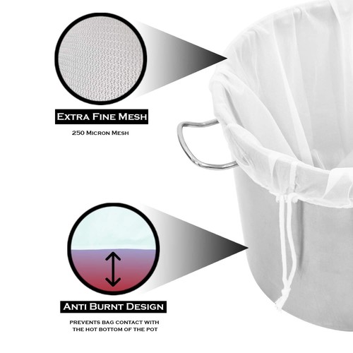 (4) Nylon Brew Bag Mesh Reusable Filter Home Brew Nylon Bucket Bags (22"x26") - Picture 3 of 3