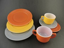 1950s Hazel Atlas Moderntone Little Hostess Plates Cup Saucers Sugar Bowl