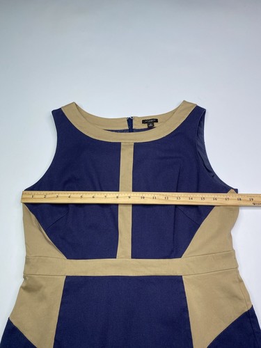 Ann Taylor Womens Blue Beige Color Block Sleeveless Dress Body Con Sheath Sz 12 - Picture 6 of 14