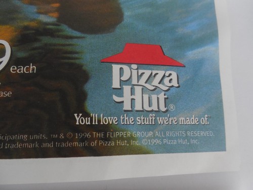 Pizza Hut Flipper Squirt Toys Placemat W/ 2 Table Tents 1996 Flipper Fun on Back - Picture 9 of 9